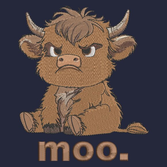 Grumpy Highland Cow Embroidered Adult Unisex Crewneck Sweatshirt - Picture 12 of 16